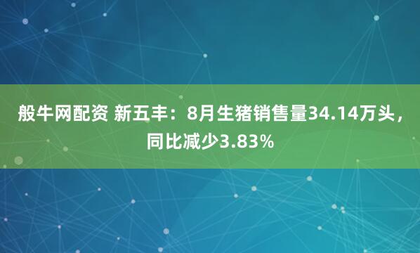 般牛网配资 新五丰：8月生猪销售量34.14万头，同比减少3.83%